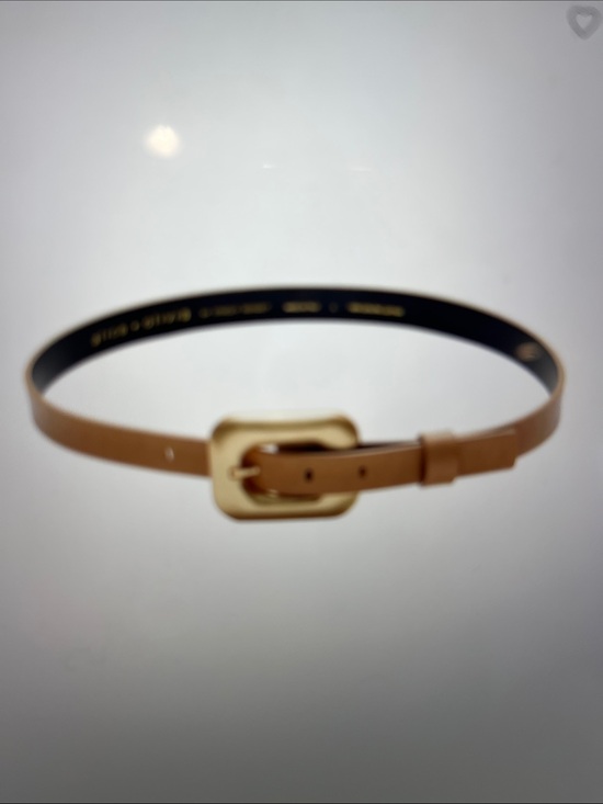 Alice + Olivia Accessories - Alice + Olivia Letty Buckle Tan Leather Belt with Oversized Gold Buckle